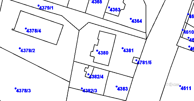 Parcela st. 4380 v KÚ Dejvice, Katastrální mapa