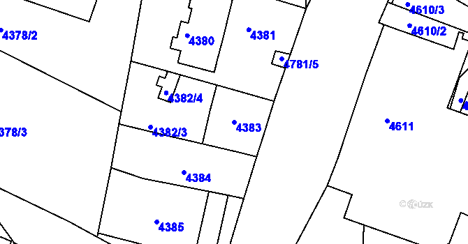 Parcela st. 4383 v KÚ Dejvice, Katastrální mapa