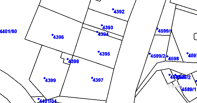 Parcela st. 4395 v KÚ Dejvice, Katastrální mapa