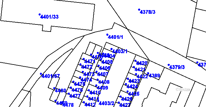 Parcela st. 4404 v KÚ Dejvice, Katastrální mapa