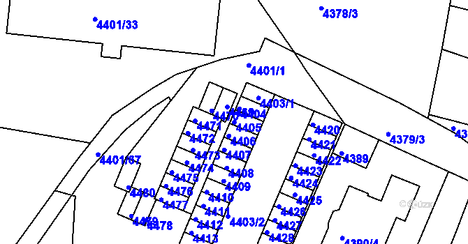 Parcela st. 4405 v KÚ Dejvice, Katastrální mapa