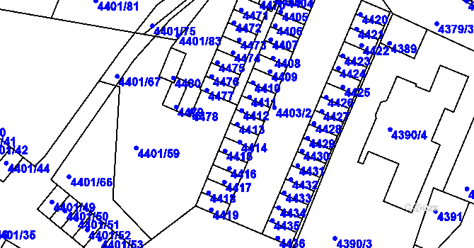 Parcela st. 4413 v KÚ Dejvice, Katastrální mapa