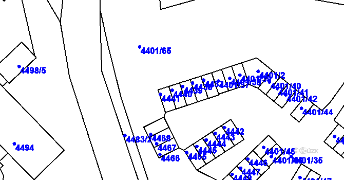 Parcela st. 4440 v KÚ Dejvice, Katastrální mapa