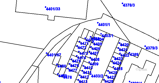 Parcela st. 4471 v KÚ Dejvice, Katastrální mapa