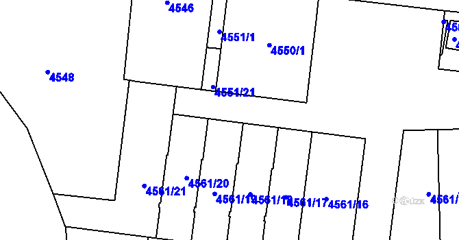 Parcela st. 4551/3 v KÚ Dejvice, Katastrální mapa