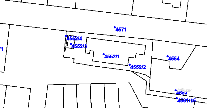 Parcela st. 4552/1 v KÚ Dejvice, Katastrální mapa