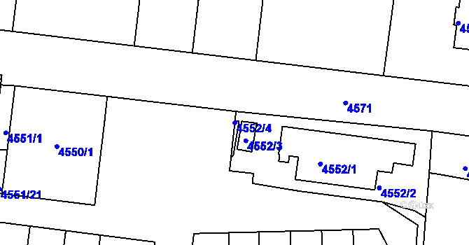 Parcela st. 4552/4 v KÚ Dejvice, Katastrální mapa