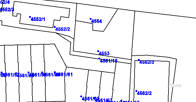 Parcela st. 4553 v KÚ Dejvice, Katastrální mapa