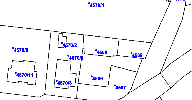 Parcela st. 4568 v KÚ Dejvice, Katastrální mapa