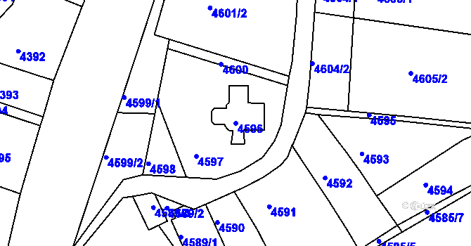 Parcela st. 4596 v KÚ Dejvice, Katastrální mapa