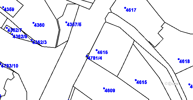 Parcela st. 4616 v KÚ Dejvice, Katastrální mapa