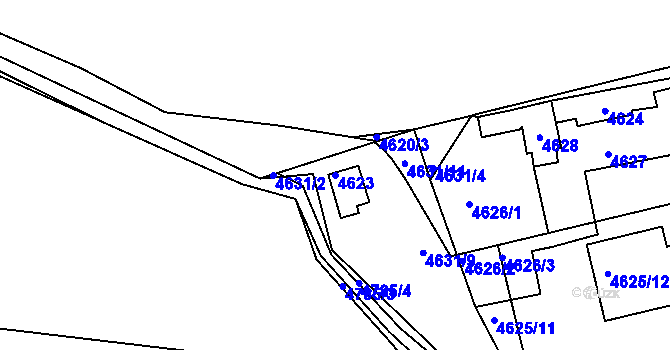 Parcela st. 4623 v KÚ Dejvice, Katastrální mapa