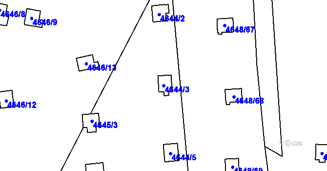 Parcela st. 4644/3 v KÚ Dejvice, Katastrální mapa