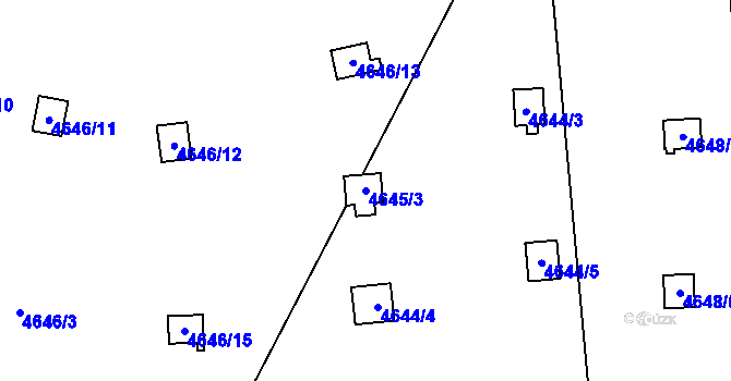 Parcela st. 4645/3 v KÚ Dejvice, Katastrální mapa
