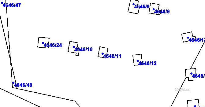 Parcela st. 4646/11 v KÚ Dejvice, Katastrální mapa