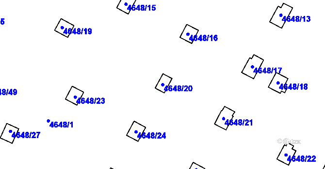 Parcela st. 4648/20 v KÚ Dejvice, Katastrální mapa