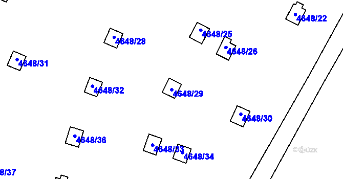 Parcela st. 4648/29 v KÚ Dejvice, Katastrální mapa