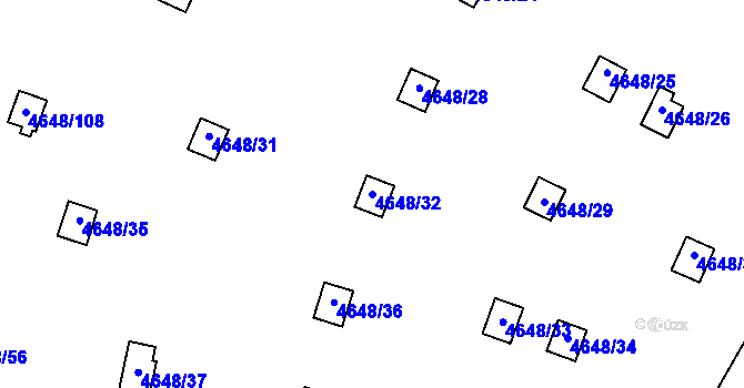 Parcela st. 4648/32 v KÚ Dejvice, Katastrální mapa