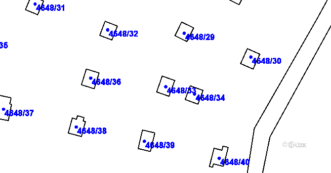 Parcela st. 4648/33 v KÚ Dejvice, Katastrální mapa