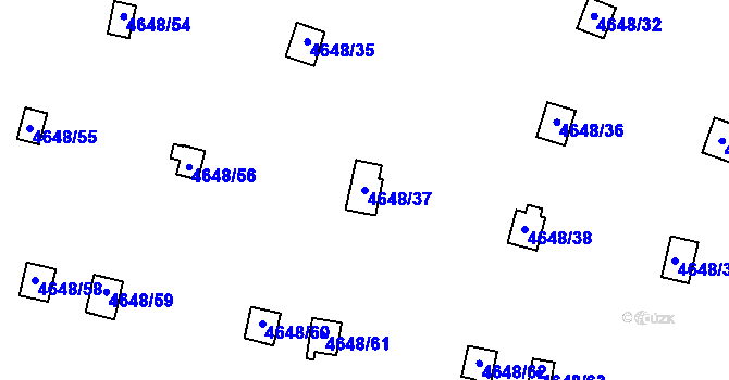 Parcela st. 4648/37 v KÚ Dejvice, Katastrální mapa