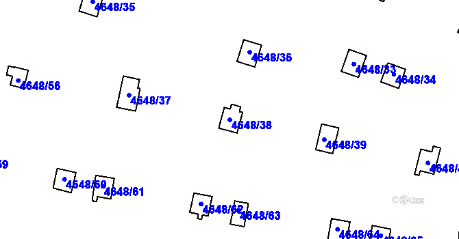 Parcela st. 4648/38 v KÚ Dejvice, Katastrální mapa