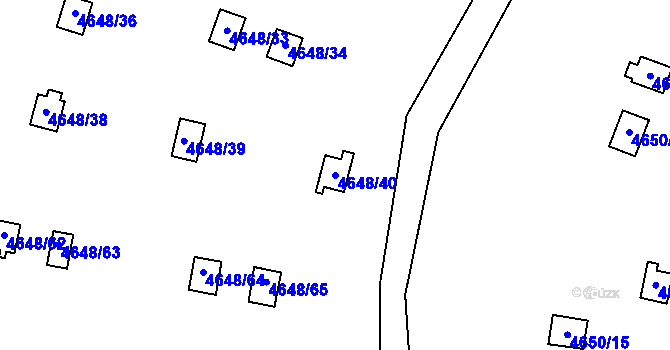 Parcela st. 4648/40 v KÚ Dejvice, Katastrální mapa