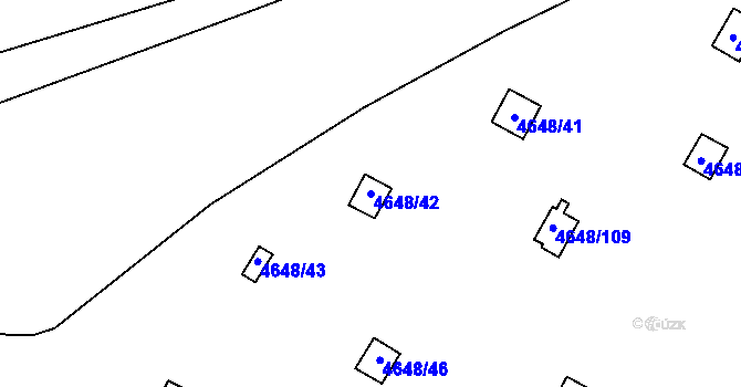 Parcela st. 4648/42 v KÚ Dejvice, Katastrální mapa