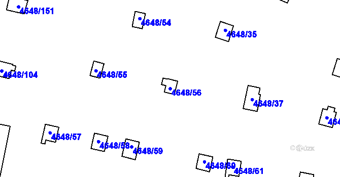 Parcela st. 4648/56 v KÚ Dejvice, Katastrální mapa