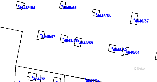 Parcela st. 4648/59 v KÚ Dejvice, Katastrální mapa