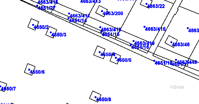 Parcela st. 4650/4 v KÚ Dejvice, Katastrální mapa