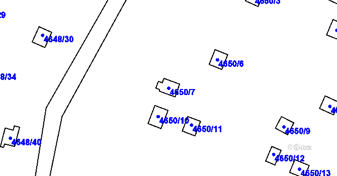 Parcela st. 4650/7 v KÚ Dejvice, Katastrální mapa