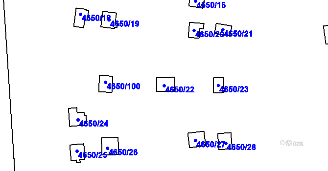 Parcela st. 4650/22 v KÚ Dejvice, Katastrální mapa