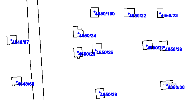 Parcela st. 4650/26 v KÚ Dejvice, Katastrální mapa