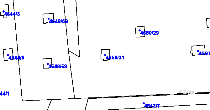 Parcela st. 4650/31 v KÚ Dejvice, Katastrální mapa