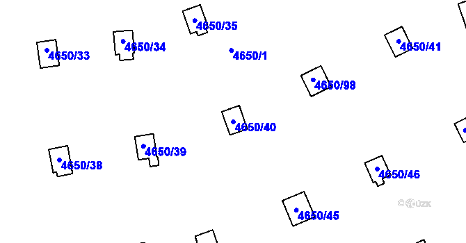 Parcela st. 4650/40 v KÚ Dejvice, Katastrální mapa