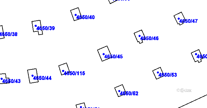 Parcela st. 4650/45 v KÚ Dejvice, Katastrální mapa