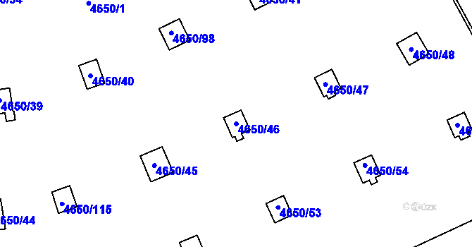 Parcela st. 4650/46 v KÚ Dejvice, Katastrální mapa