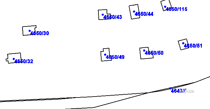Parcela st. 4650/49 v KÚ Dejvice, Katastrální mapa