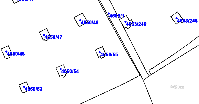 Parcela st. 4650/55 v KÚ Dejvice, Katastrální mapa
