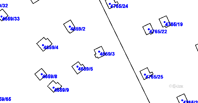 Parcela st. 4659/3 v KÚ Dejvice, Katastrální mapa