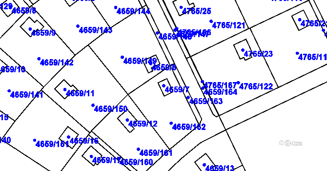 Parcela st. 4659/7 v KÚ Dejvice, Katastrální mapa
