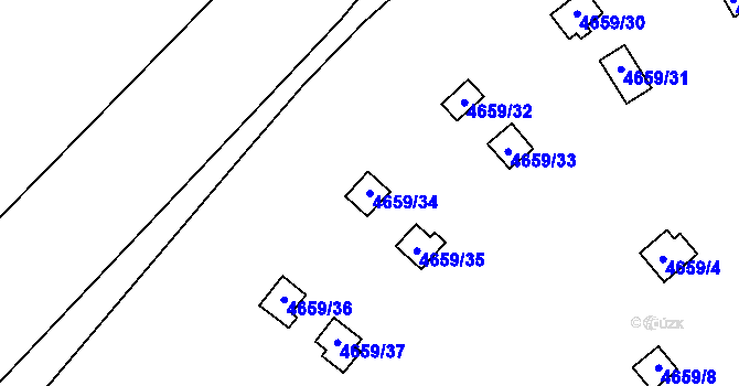 Parcela st. 4659/34 v KÚ Dejvice, Katastrální mapa