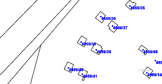 Parcela st. 4659/38 v KÚ Dejvice, Katastrální mapa