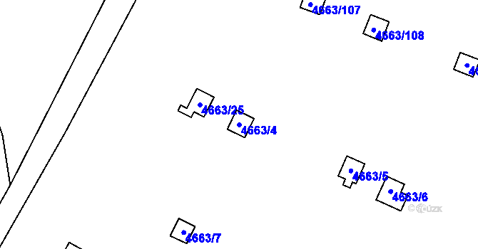 Parcela st. 4663/4 v KÚ Dejvice, Katastrální mapa