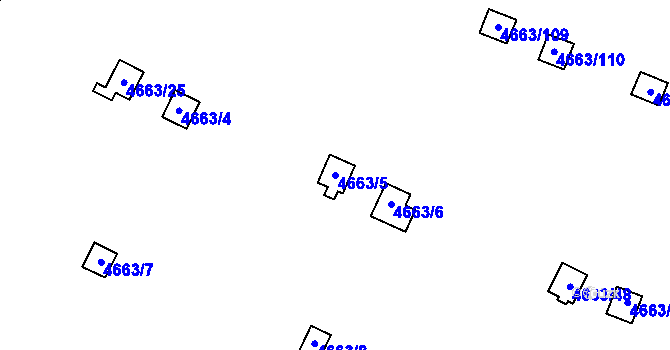 Parcela st. 4663/5 v KÚ Dejvice, Katastrální mapa