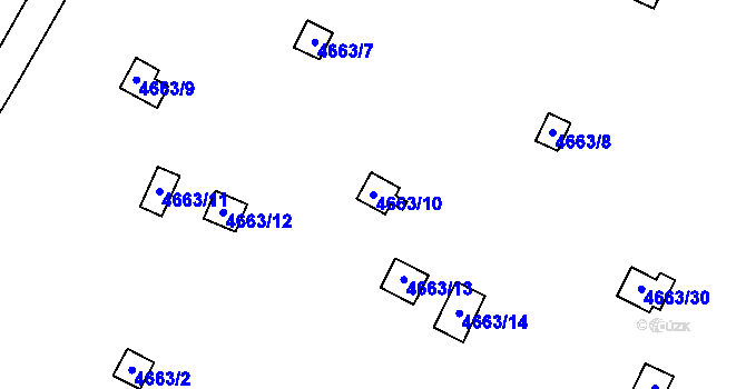 Parcela st. 4663/10 v KÚ Dejvice, Katastrální mapa