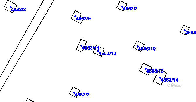 Parcela st. 4663/12 v KÚ Dejvice, Katastrální mapa