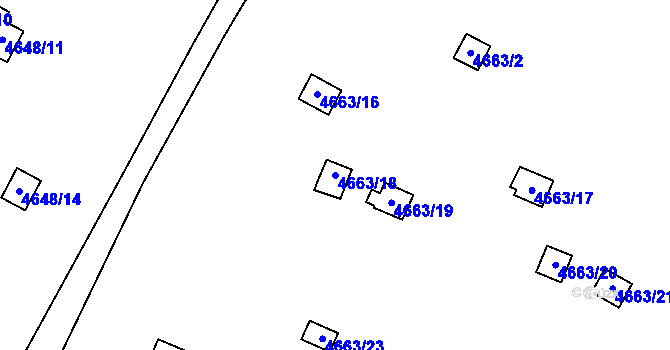 Parcela st. 4663/18 v KÚ Dejvice, Katastrální mapa