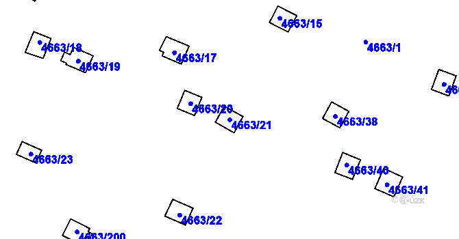Parcela st. 4663/21 v KÚ Dejvice, Katastrální mapa