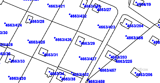 Parcela st. 4663/29 v KÚ Dejvice, Katastrální mapa